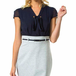 Teeze Me Juniors Cap Sleeve Front Bow Belted Dress